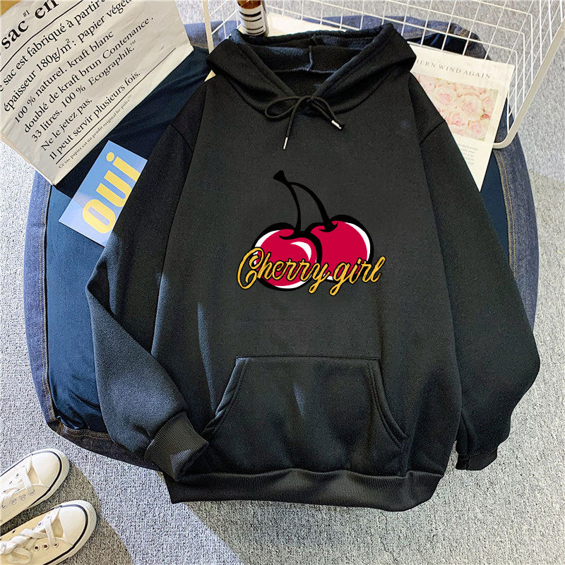 Kvinderne hoodie med munter kirsebærmotiv Skovae