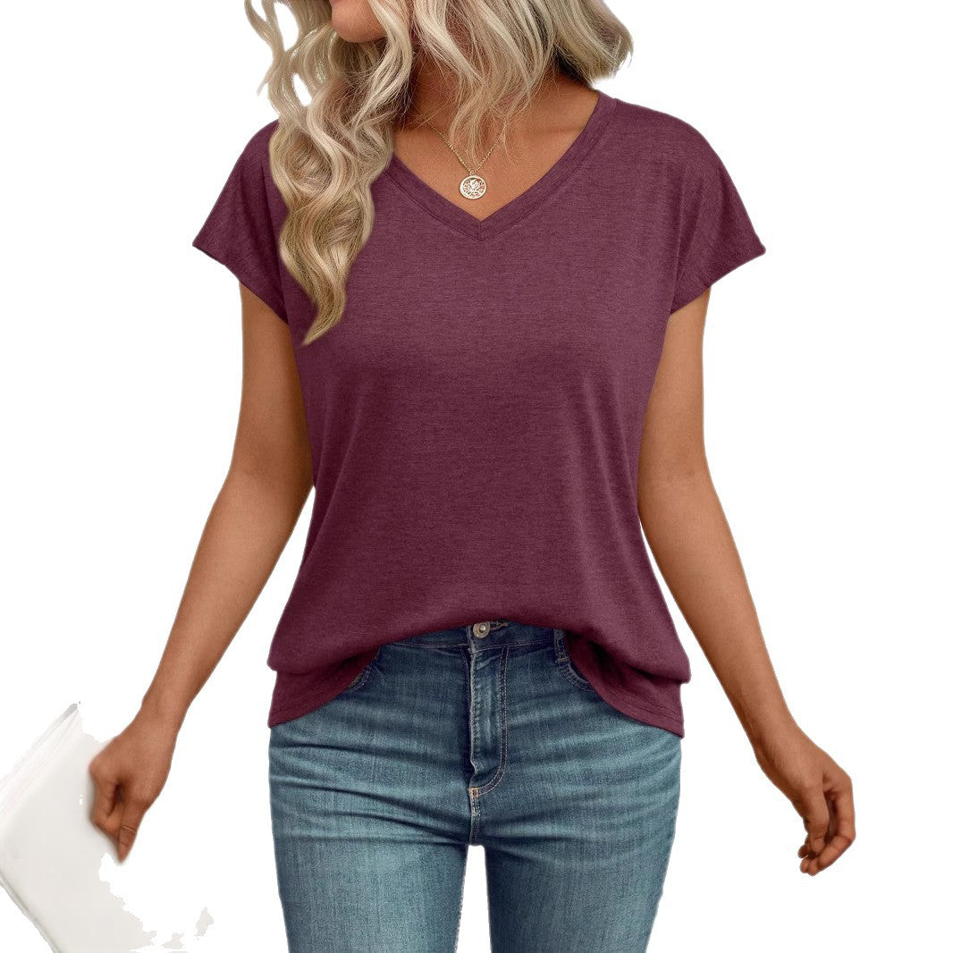 Dame V-hals T-shirt lavet af let, åndbart stof Stilla