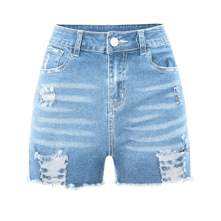 Dame Rippet Denim-Shorts med afslappet kant og frynsede detaljer Stilla