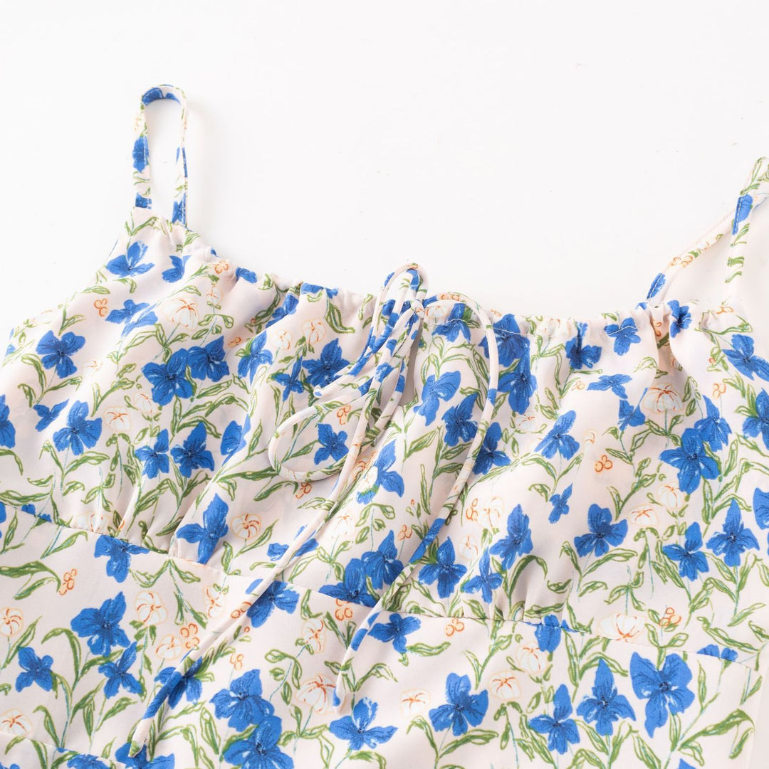 Dame Maxikjole med blomstret design og justerbare stropper Stilla