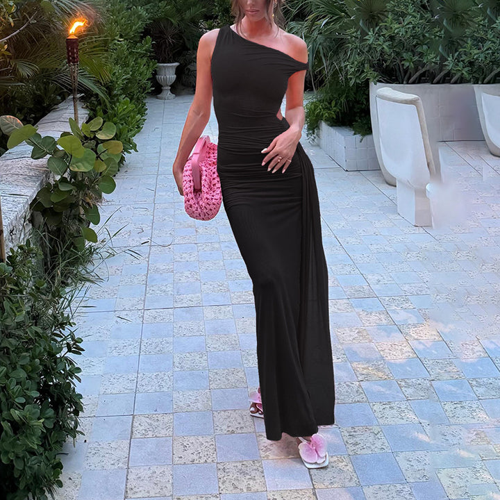 Dame Elegant En-Skulder Maxi Kjole Stilla