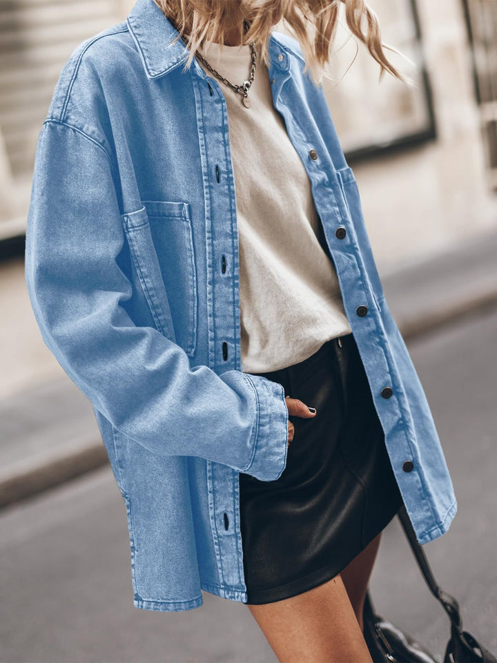 Dame Denim Skjortejakke i afslappet stil med rummelige lommer og komfortabel pasform Stilla