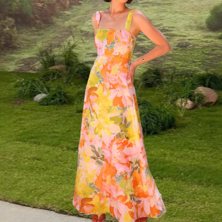 Dame maxi kjole med blomster mønstre Skovae