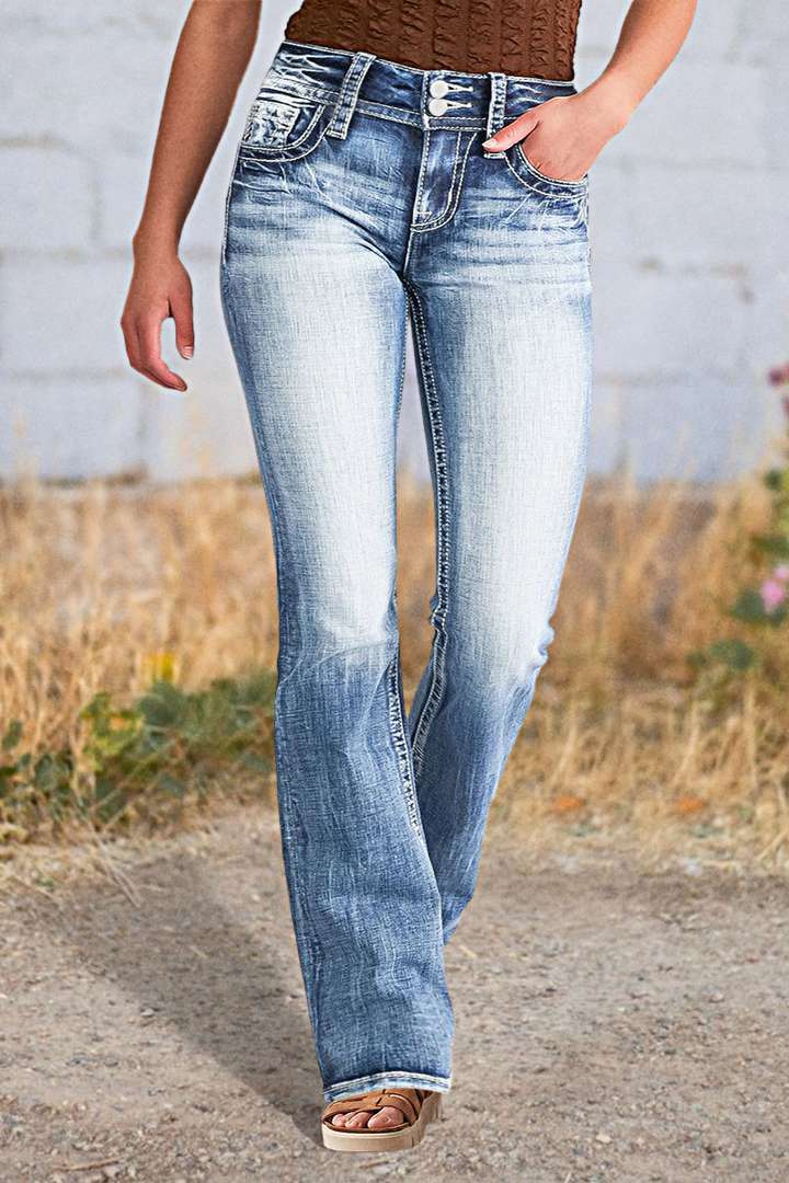 Dame Bootcut Jeans med vintage vask og elegante syninger Stilla