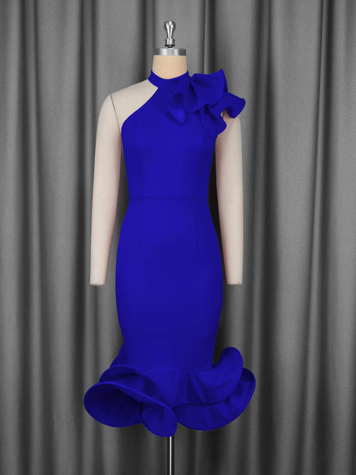 Damer Elegant aftenkjole med asymmetrisk design og voluminøs ruffles accent Skovae