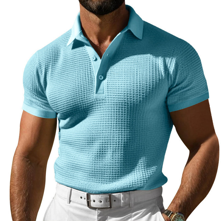 Herrer nan Poloshirt med strukturstrik og smalt snit Skovae