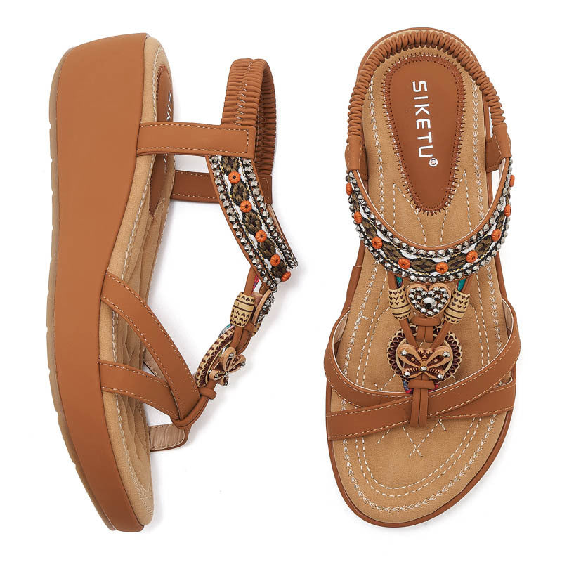 Dame sandaler med dekorativ fodkant Stilla