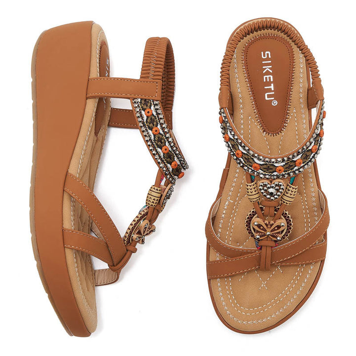 Dame sandaler med dekorativ fodkant Stilla