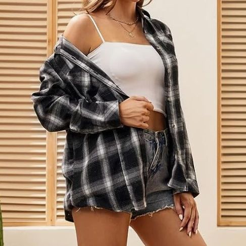 Kvinders ternet flannelbluse med knude-detalje Stilla