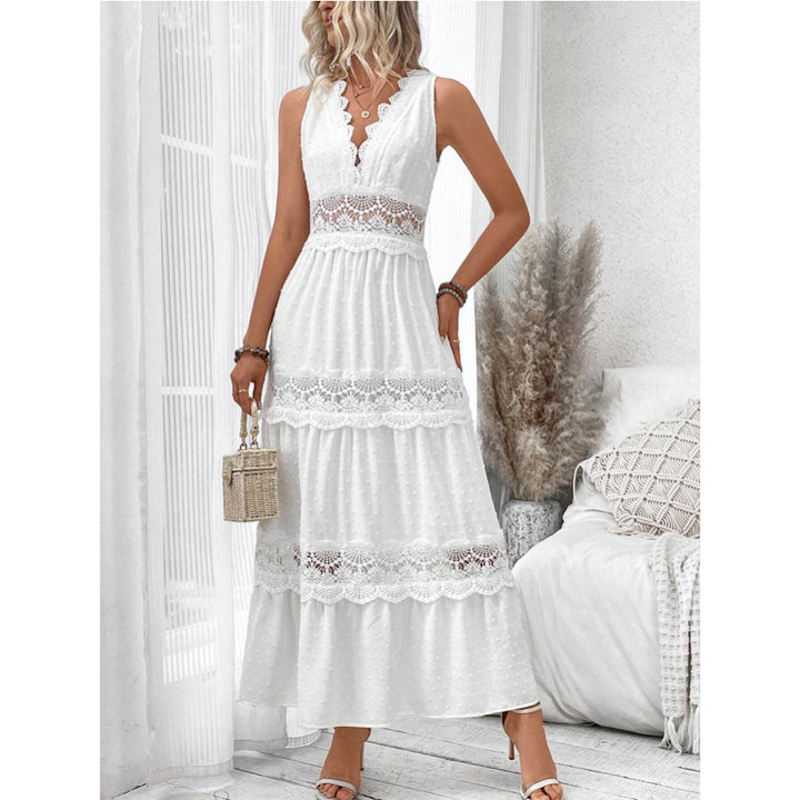 Dame Boho Maxikjole med Spidser Stilla