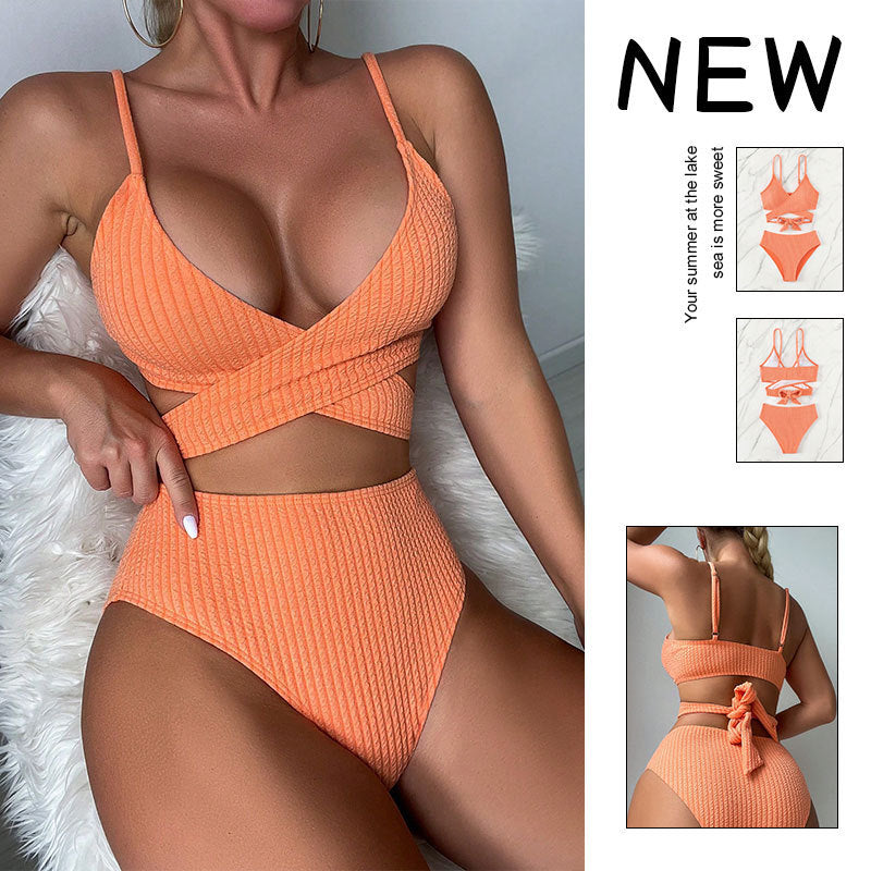 Dame tekstureret høj talje bikini sæt Stilla