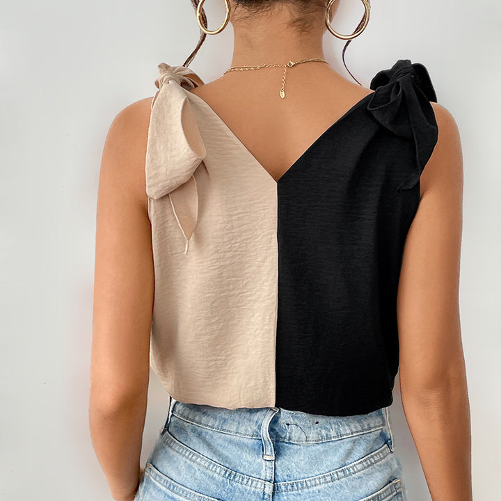 Dame asymmetrisk bindeskulderbluse Stilla