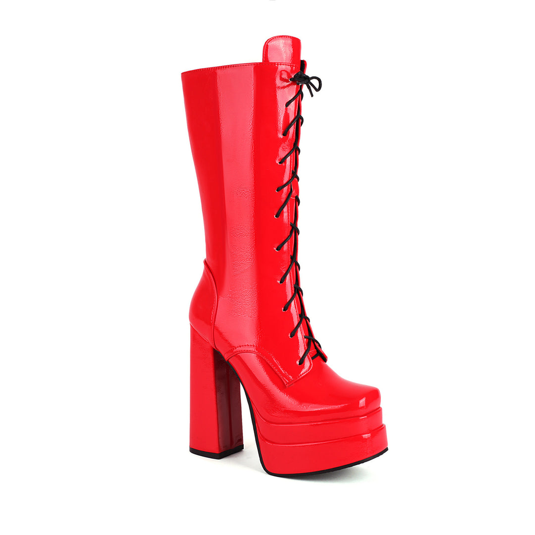 Femme High-Platform Snørestøvler knæhøje Stilla