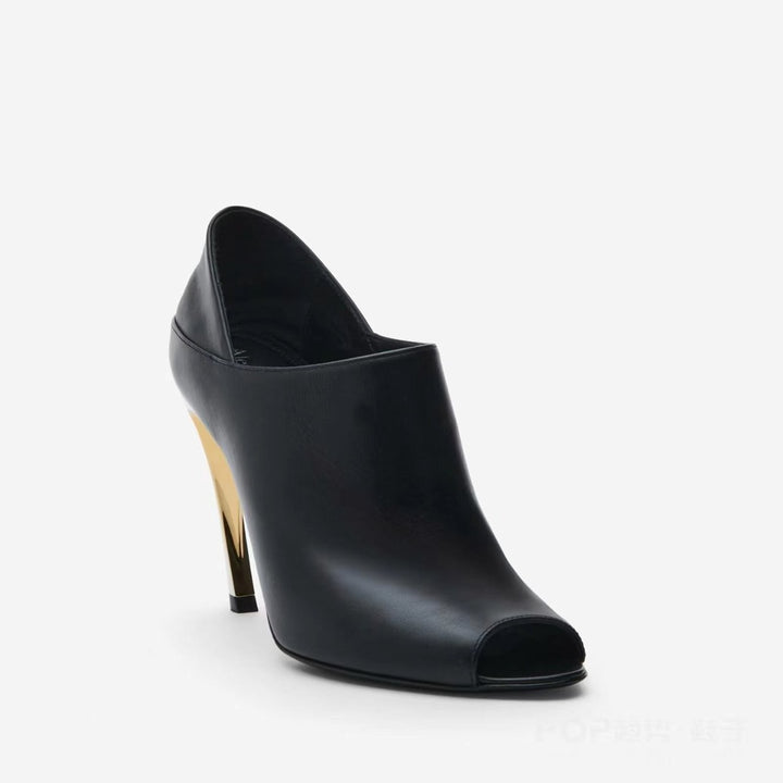 Femme Open-Toe High-Heeled Mules med skulpturel metalaccent Stilla