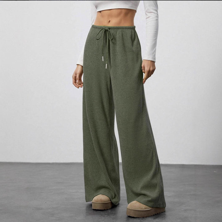Dame Løs skåret Relax-bukser lavet af elastisk strikmateriale med snor.