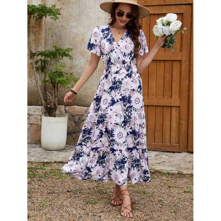 Dame Blomster Wrap Midi Kjole Stilla