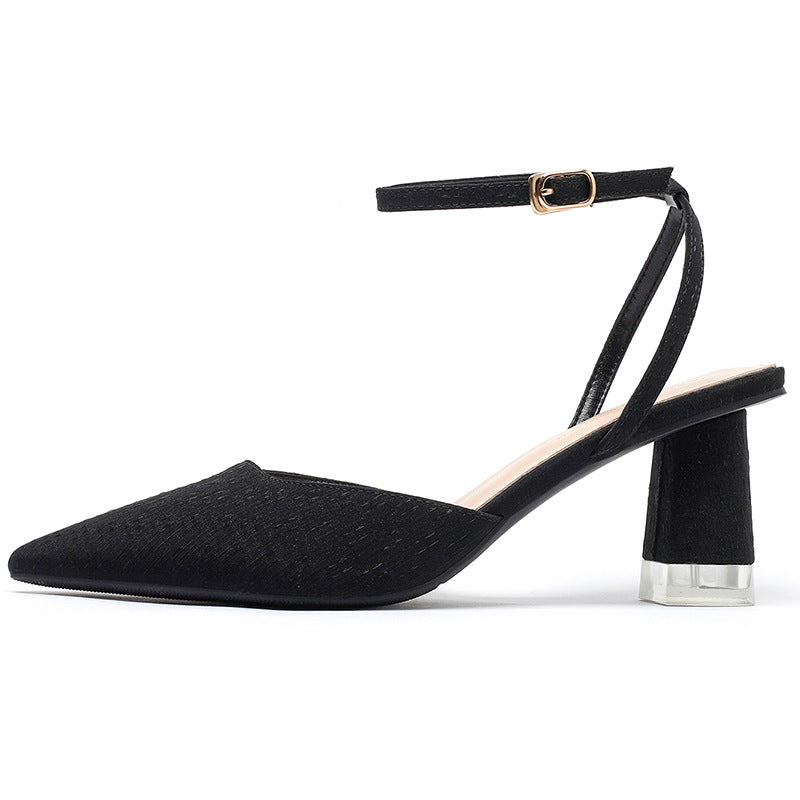 Femme Spidse Slingback Hæle med klodset gennemsigtig hæl Stilla