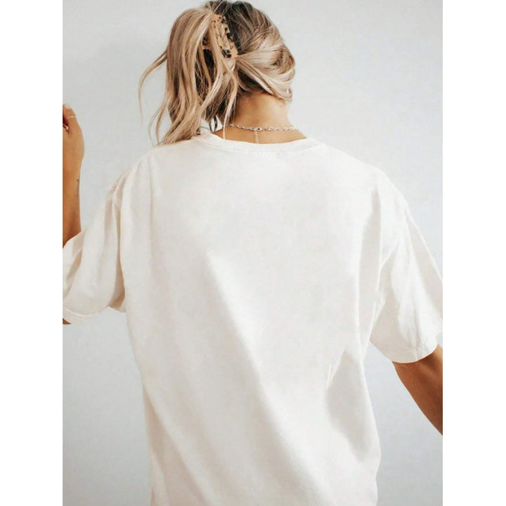 Dame T-shirt med kreativt cocktailmotiv og afslappet snit Stilla