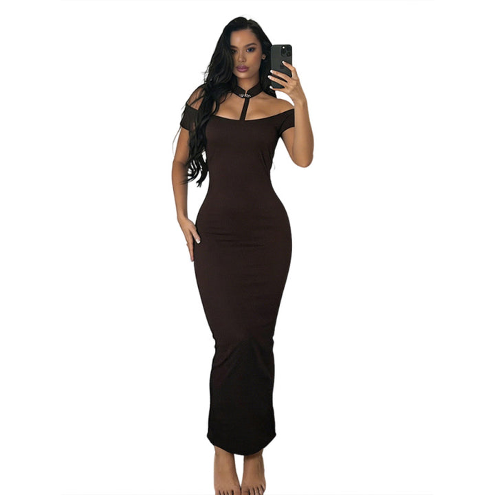 Dame Off-Shoulder Maxikjole med elegant Choker Skovae