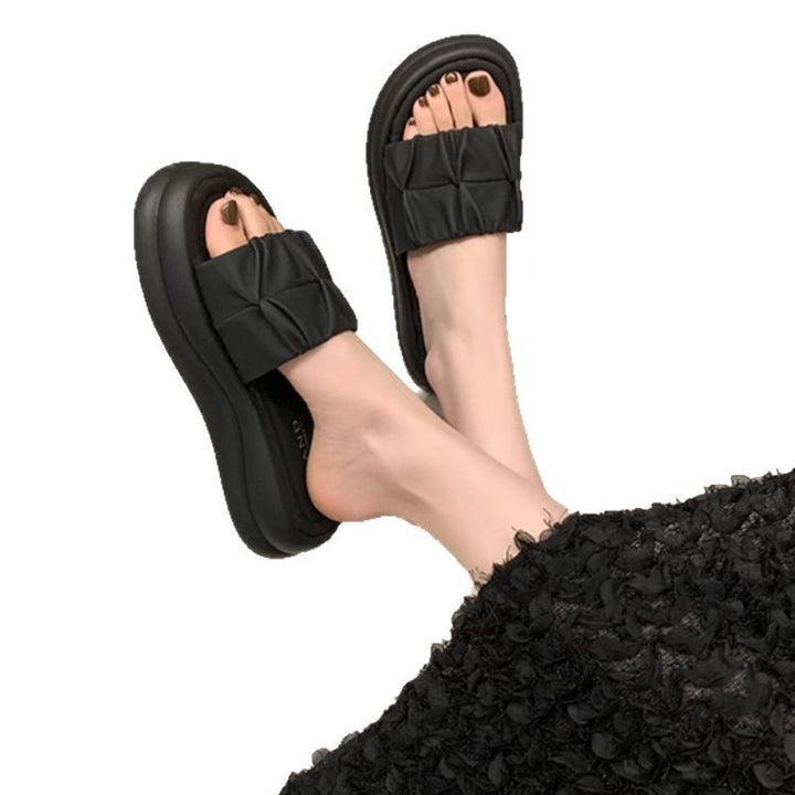 Dame slippers med moderne plisseret design og komfortabel bund Stilla