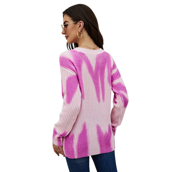Damer løs sweater med grafisk strikkedesign Stilla