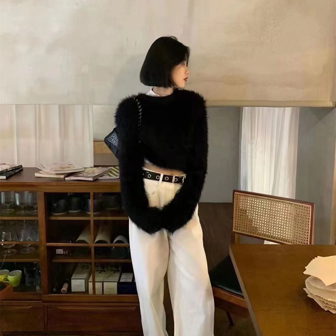 Femme Fluffy Strikpullover Sweater Stilla