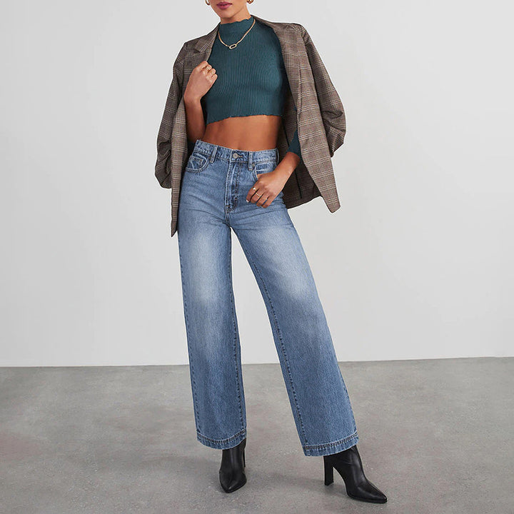 Dame Løst skårne jeans med høj talje og elegant sømføring Stilla