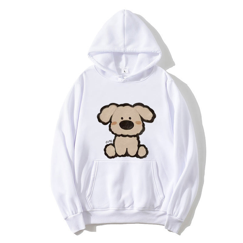 Dame hætte sweatshirt med sødt hundedesign Skovae