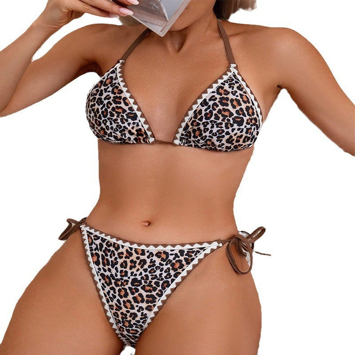 Dame Triangel-Bikini-Sæt med justerbare snore og trendy dyremønster Stilla