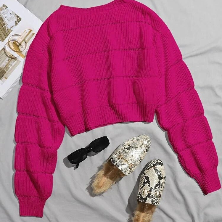 Dame moderigtige bløde crop pullover med tekstureret design Stilla