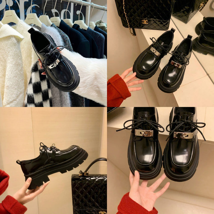 Dame Chunky Platform Snøre-Brogues med dekorativ spænde-lukning Stilla