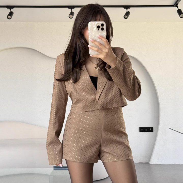 Dame Elegant og moderne Blazer-Shorts-Sæt med struktureret design Stilla