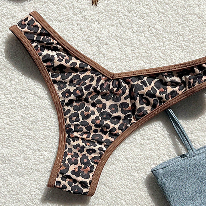 Dame Triangel-Bikini-sæt med stilfuldt dyremønster og justerbare stropper Skovae