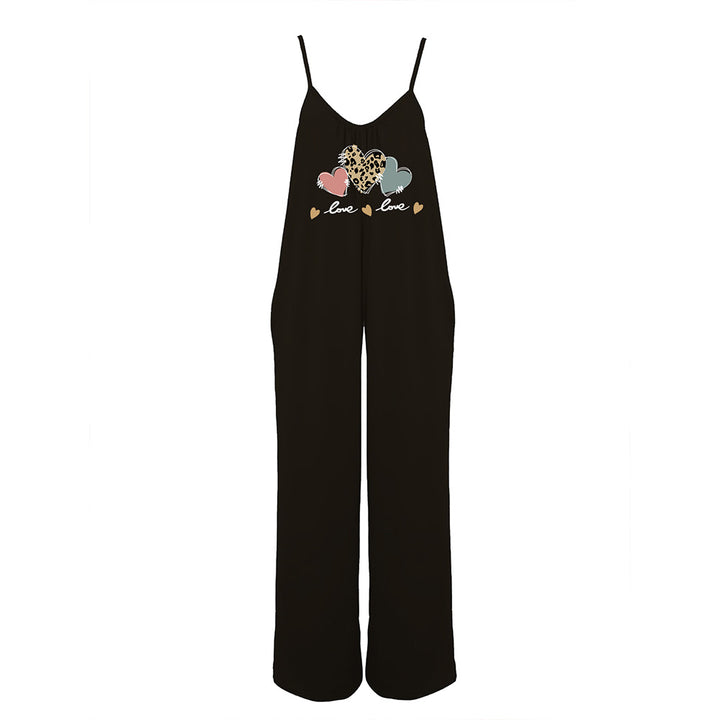 Dame jumpsuit med moderne hjerte-motiv og bred pasform Stilla
