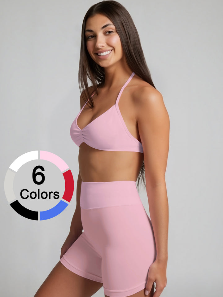 Dame Sporty bikini sæt med højt skårne shorts og elastisk støtte Skovae