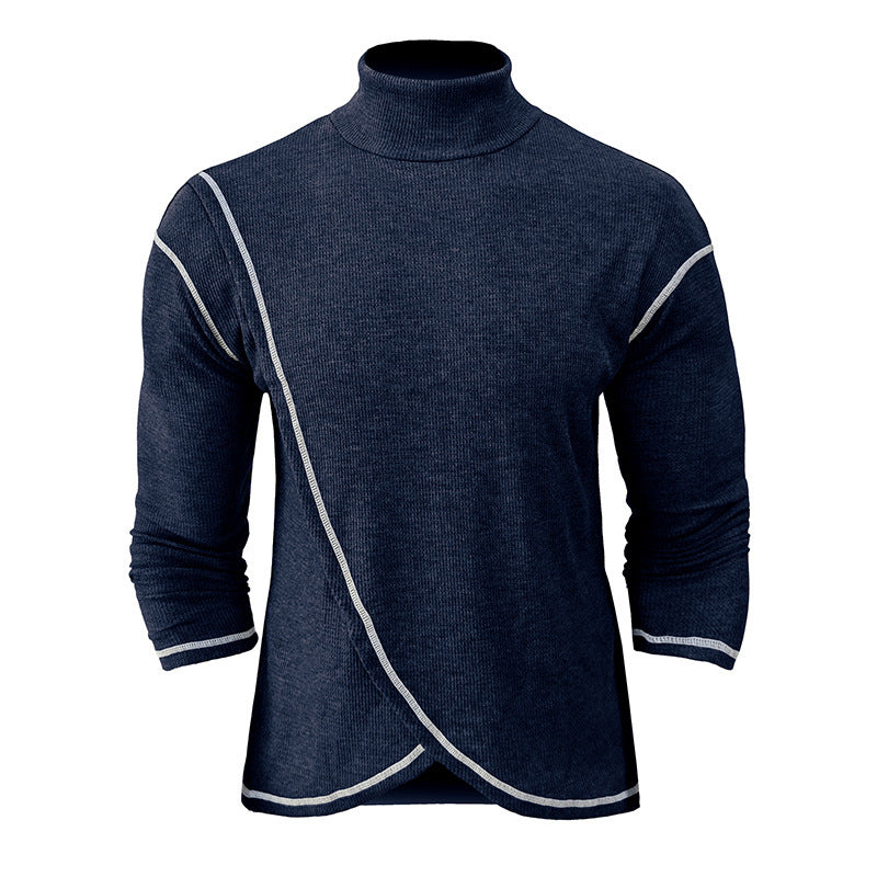 Herrer Ståkrave Pullover med kontrasterende kanter Stilla
