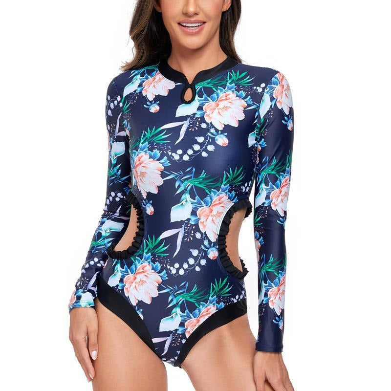 Dame badesuit med lange ærmer og dekorative cut-outs Stilla