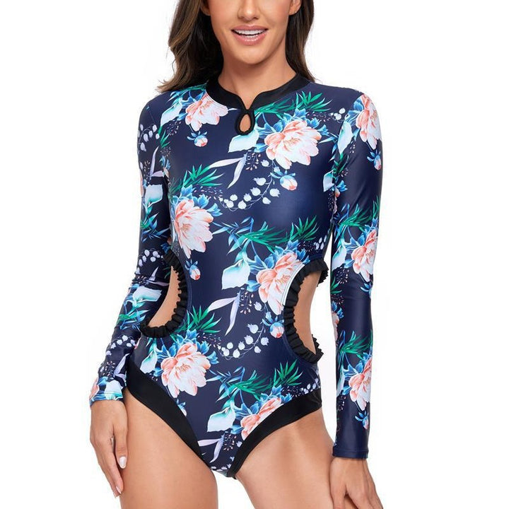 Dame badesuit med lange ærmer og dekorative cut-outs Stilla