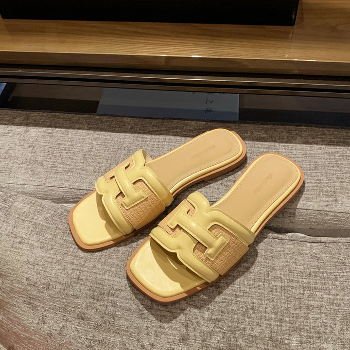 Dame Stilfulde Slide Sandaler med Dekorativt Flettet Rem Stilla