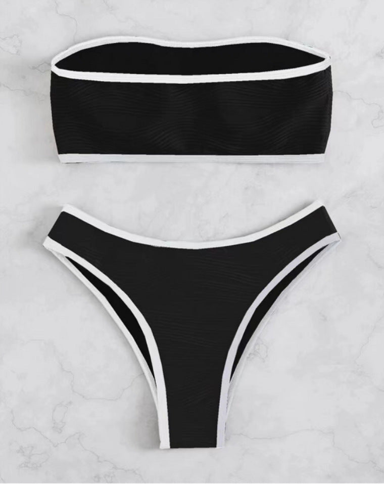 Dame Bandeau-bikini-sæt med kontrastkant Stilla