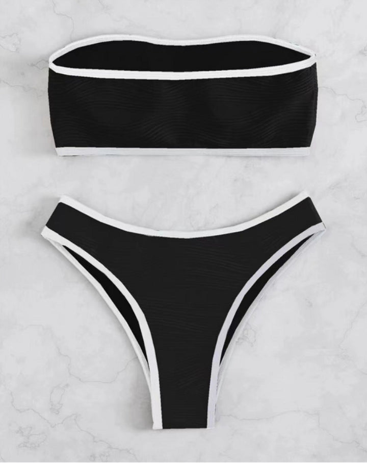 Dame Bandeau-bikini-sæt med kontrastkant Stilla
