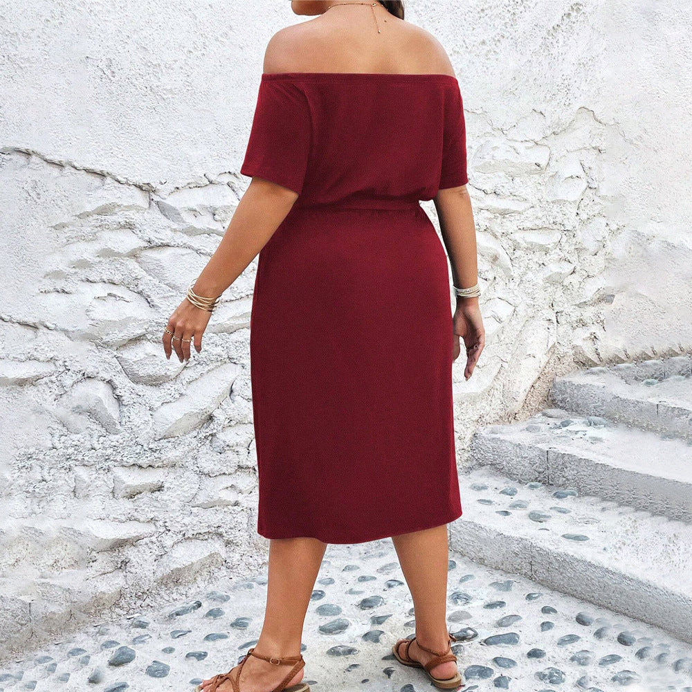 Dame Off-Shoulder Maxikjole med elegant drapering og sidelæg Skovae