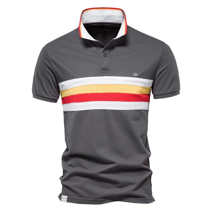 Herrer Poloshirt med kontrasterende farrestreger og moderne krave Stilla