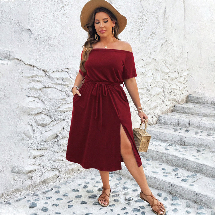 Dame Off-Shoulder Maxikjole med elegant drapering og sidelæg Skovae
