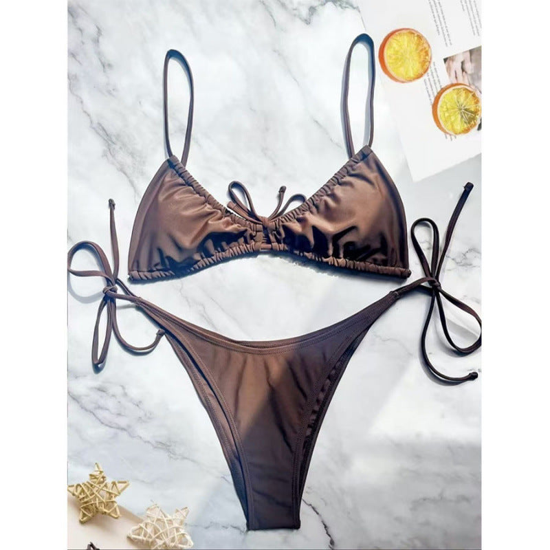 Dame triangel-bikini med legesygt leopardmønster og justerbare bånd Skovae