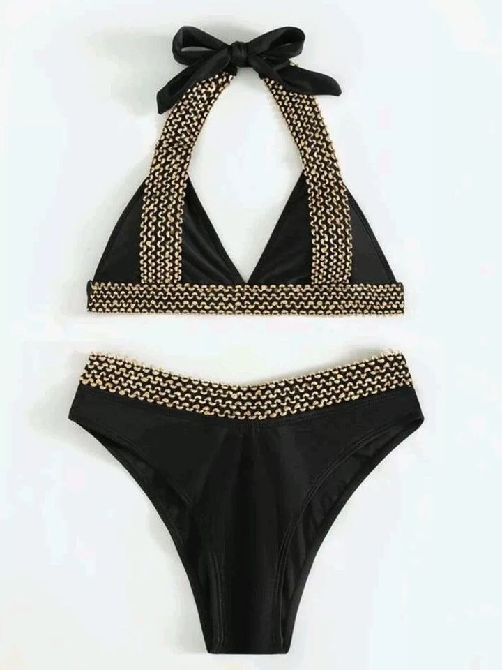 Dame Halterneck-bikini-sæt med kæde-detalje Stilla