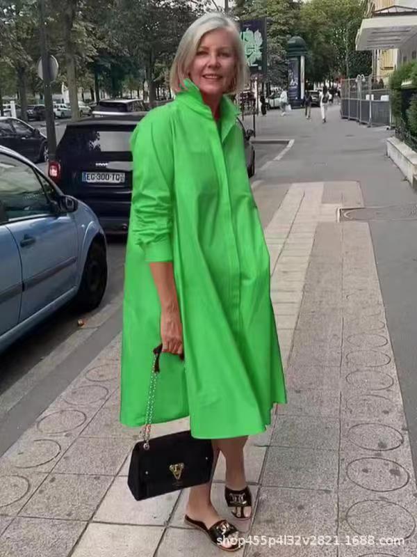 Dame Elegant og afslappet skjorte kjole med lommer Stilla