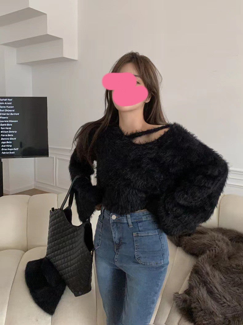 Femme Soft Fluffy Knit Pullover Sweater Stilla