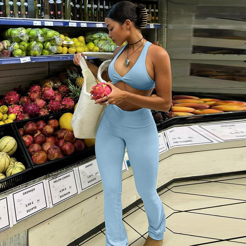 Dame Sporty To-delt med cropped overdel og tætsiddende leggings Stilla