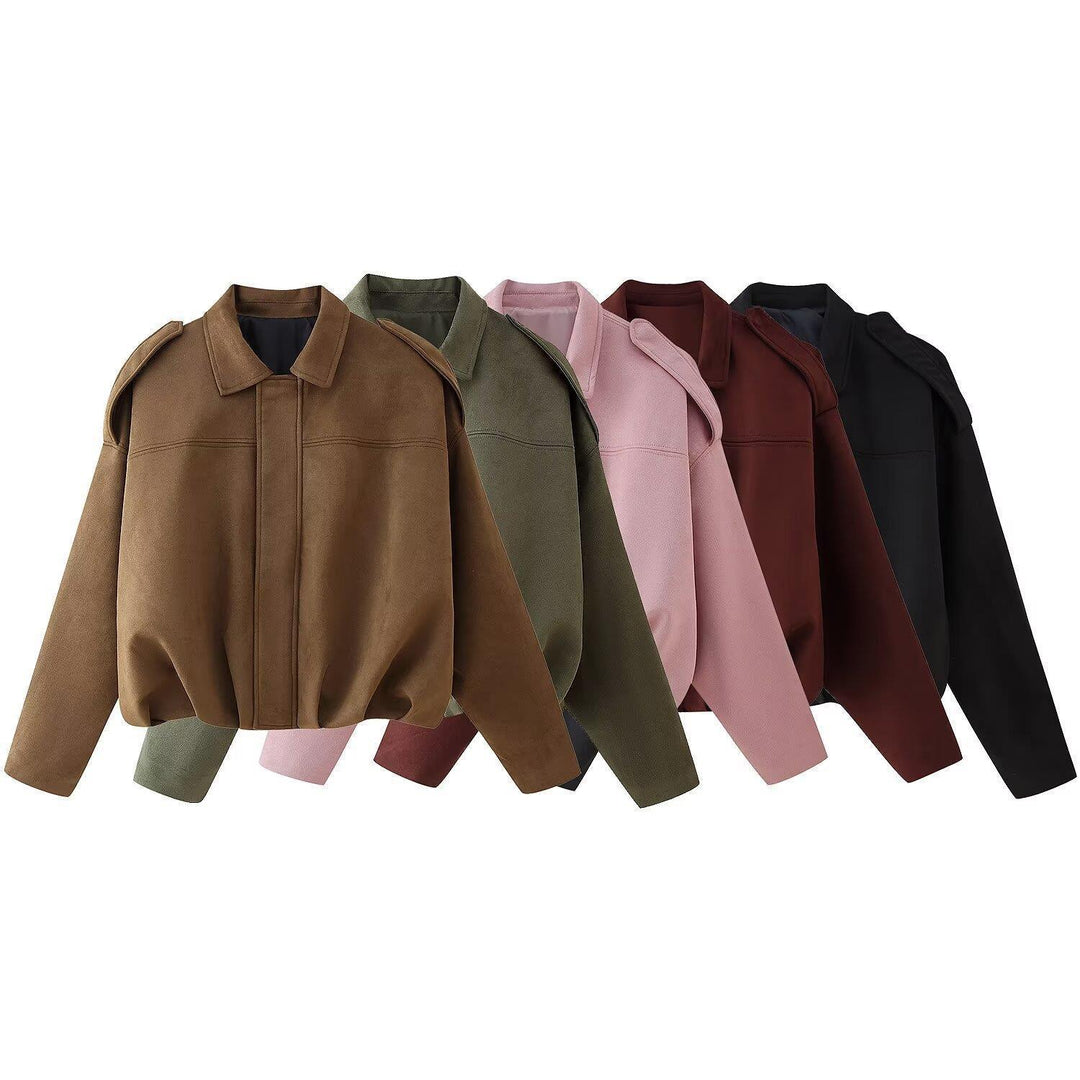 Femme Suede Utility Jakke med strukturerede skuldre Stilla